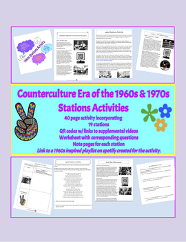 Preview of Counterculture Era of the 1960s & 70s-Stations Activities-GOOGLE COMPATIBLE