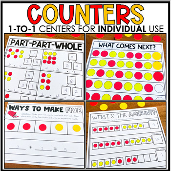 Preview of Counters No Prep Centers | First Grade Math Worksheets
