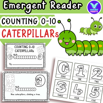 Preview of Counting 0-10 Caterpillars Math Emergent Reader Kindergarten NO PREP Activities