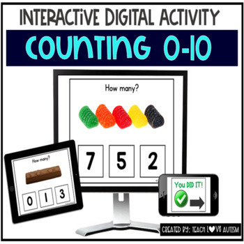 Preview of Counting 0-10 Digital Task Cards | One to One Correspondence | Math Boom Cards