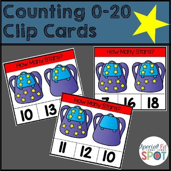Preview of Counting 0-20 Clip Cards: STARS