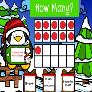 Preview of Counting 0 - 20 Using Ten Frames Power Pt Game (Santa Theme) Distance Learning