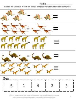 dinosaur math worksheets counting objects kindergarten