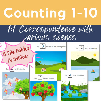 Preview of Counting 1-10 :  5 File Folder Activities Using 1:1 Correspondence