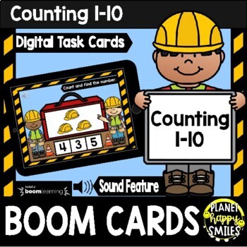Preview of Counting 1-10: Construction Theme BOOM Cards FREEBIE