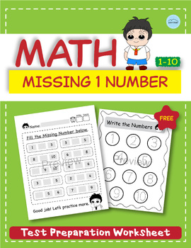 Preview of Counting 1-10, Fill in 1 Missing Number, Number Practice, Math Test Prep-FREE