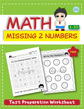 Preview of Counting 1-10, Fill in 2 Missing Number, Number Practice, Math Test Prep-FREE