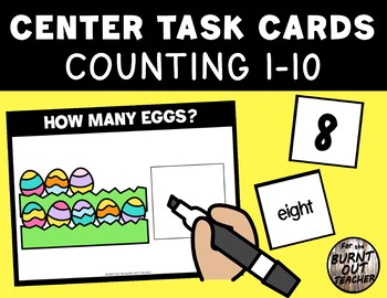 Preview of Counting 1-10 Task Box Cards Center Count Centers Easter Eggs Egg Holiday