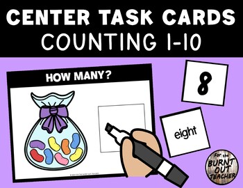 Preview of Counting 1-10 Task Box Cards Center Count Centers Easter Jelly Beans Holiday