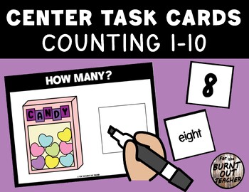 Preview of Counting 1-10 Task Box Cards Center Differentiated Centers Count Candy Hearts