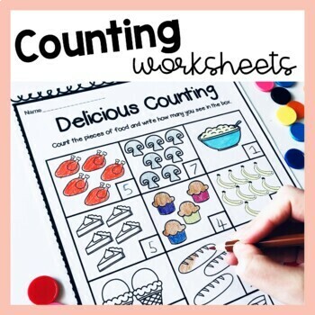 Preview of Kindergarten Counting Objects Worksheets - Cut And Paste Counting Activities