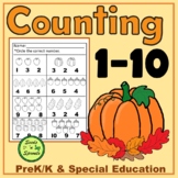 Counting 1-10 worksheets for Special Education, Autism, Pr