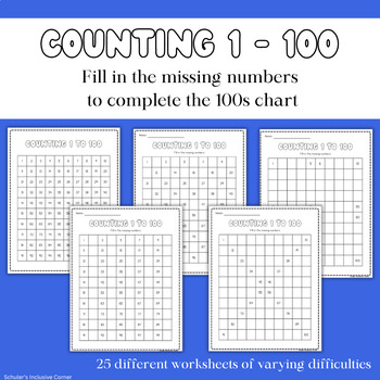 Preview of Counting 1-100 Chart - Fill in the Missing Numbers