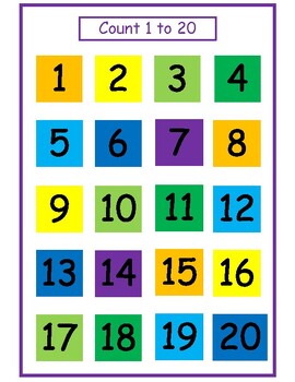 Preview of Counting 1-100 KG Math Colorful 1-20, 21-40, 41-60, 61-80 & 81-100