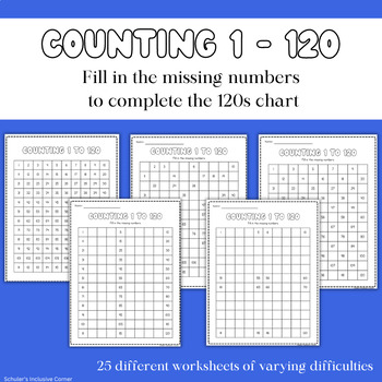 Preview of Counting 1-120 Chart - Fill in the Missing Numbers