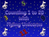 Counting 1 - 20 Activity with Flying Unicorns in the Night Sky