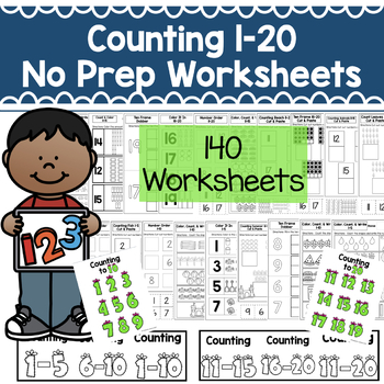 Preview of Counting 1-20 No Prep Worksheets | For Special Education