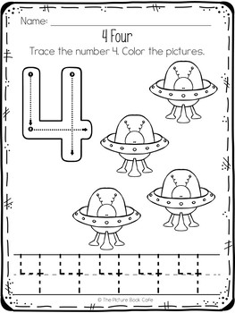 Space Themed Worksheets Preschool by The Picture Book Cafe | TpT