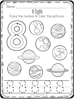 Space Themed Worksheets Preschool by The Picture Book Cafe | TpT