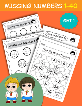 Preview of Counting 1-40, Fill in the Missing Numbers, Number Practice, Math Game - Set 1