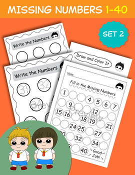 Preview of Counting 1-40, Fill in the Missing Numbers, Number Practice, Math Game - Set 2