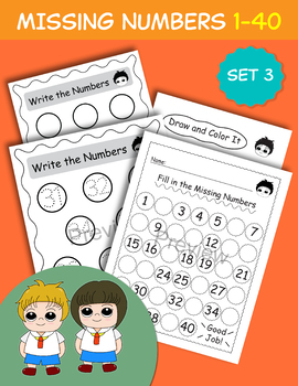 Preview of Counting 1-40, Fill in the Missing Numbers, Number Practice, Math Game - Set 3