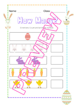 Preview of Counting 1-5 Easter Worksheets