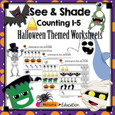 Counting 1-5: See and Shade Practice Sheet Set, Halloween