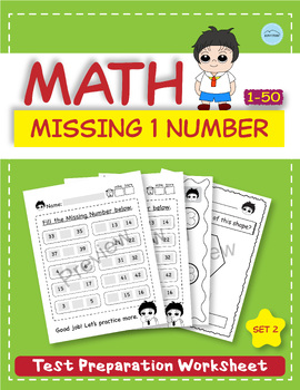 Preview of Counting 1-50, Fill in 1 Missing Number, Number Practice, Math Test Prep-Set2