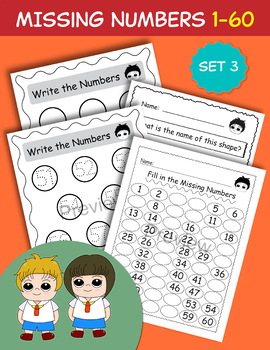 Preview of Counting 1-60, Fill in the Missing Numbers, Number Practice, Math Game - Set 3