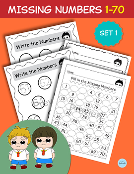 Preview of Counting 1-70, Fill in the Missing Numbers, Number Practice, Math Game - Set 1