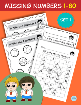 Counting 1-80, Fill in the Missing Numbers, Number Practice, Math Game -  Set 1