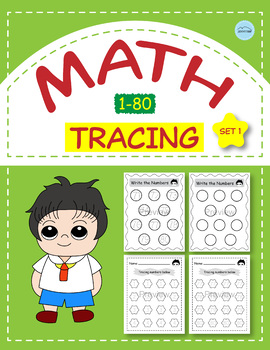 Preview of Counting 1-80, Tracing Numbers Worksheets, Preschool Tracing, Math Game-Set 1