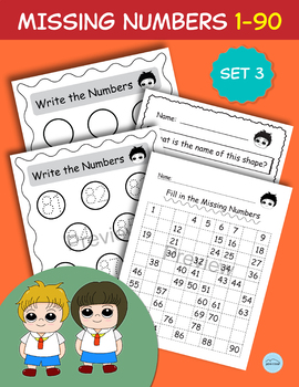 Preview of Counting 1-90, Fill in the Missing Numbers, Number Practice, Math Game - Set 3