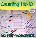 Counting 1 to 10 No Prep Worksheets