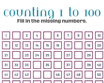 Preview of Counting 1 to 100