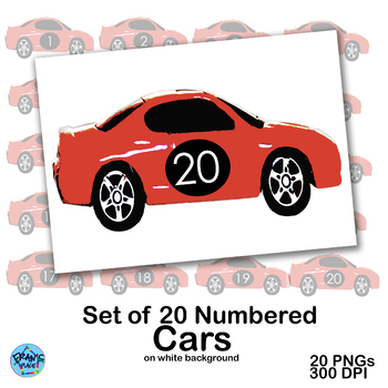 Preview of Counting 1 to 20: Numbered Cars Clip Art and Graphics