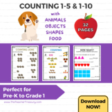 Counting 1 to 5  & 1 to 10 with Animals, Objects, Shapes a