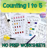 Counting 1 to 5 No Prep Worksheets