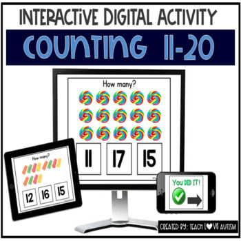 Preview of Counting 11-20 Digital Task Cards | One to One Correspondence | Math Boom Cards