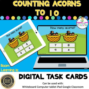 Preview of Counting Acorns to 10 Digital Boom Task Cards