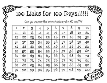 Preview of Counting Activity: 100 Licks for 100 Days!!!