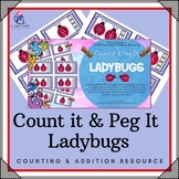 Counting & Addition Clip & Peg Ladybug Cards - Numbers 1-2