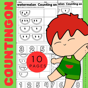Preview of Counting, Addition & Cut and Paste Worksheets, Math Art Activity