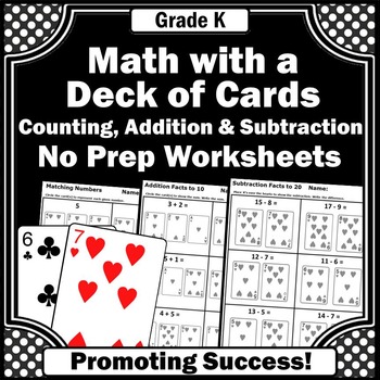 Preview of Counting Addition and Subtraction Worksheets Kindergarten Math Review Homework