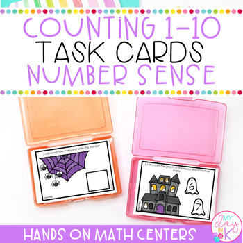 Preview of Counting 1-10 | Number Sense | October & Halloween Task Cards | Math Centers
