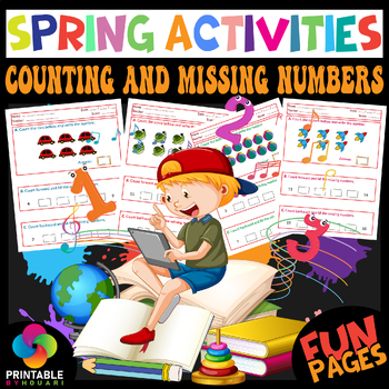 Preview of Counting And Missing Numbers spring activities for kids, great gift for kids