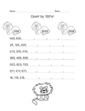 Counting Animal Worksheets- Counting by 1's, 10's and 100's.