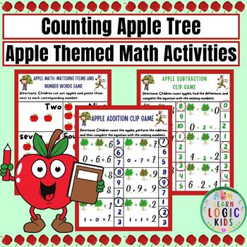 Preview of Counting Apple Tree | Apple Themed Math Activities | Johnny Appleseed Activities