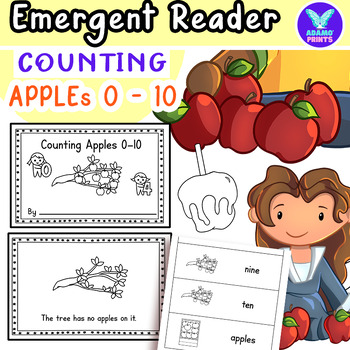 Preview of Counting Apples 0-10 Emergent Reader Math Kindergarten ELA Activities Mini Books